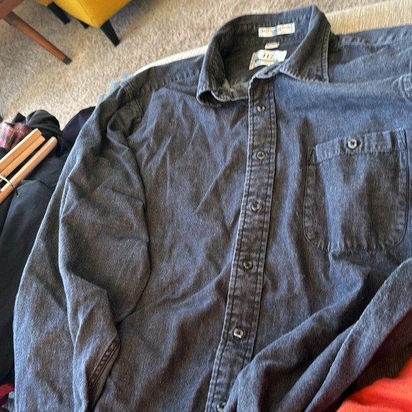 Vintage Van Heusen 417 dark Denim Button Up Shirt Men's 18 34/35 Made in USA - Picture 4 of 8